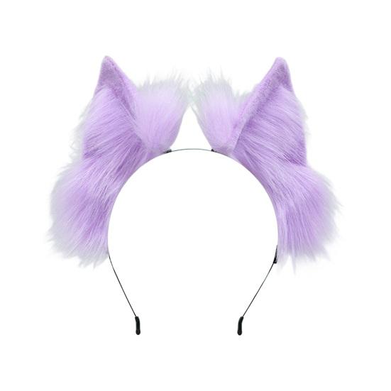 Обруч для волос с плюшевыми кошачьими ушками, эластичный головной убор, искусственные уши животных ручной работы, металлическая оправа, гибкая повязка на голову, аксессуары для фотосъемки на Хэллоуин