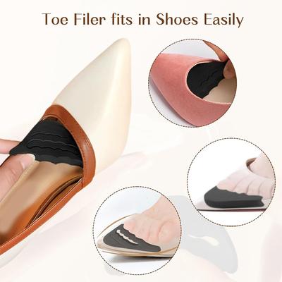 Мягкие полустельки-вкладыши для пальцев ног, многоразовые наполнители из губки для пальцев ног для обуви, регулируемые подушечки для поддержки слишком больших ног, унисекс вкладыши для обуви
