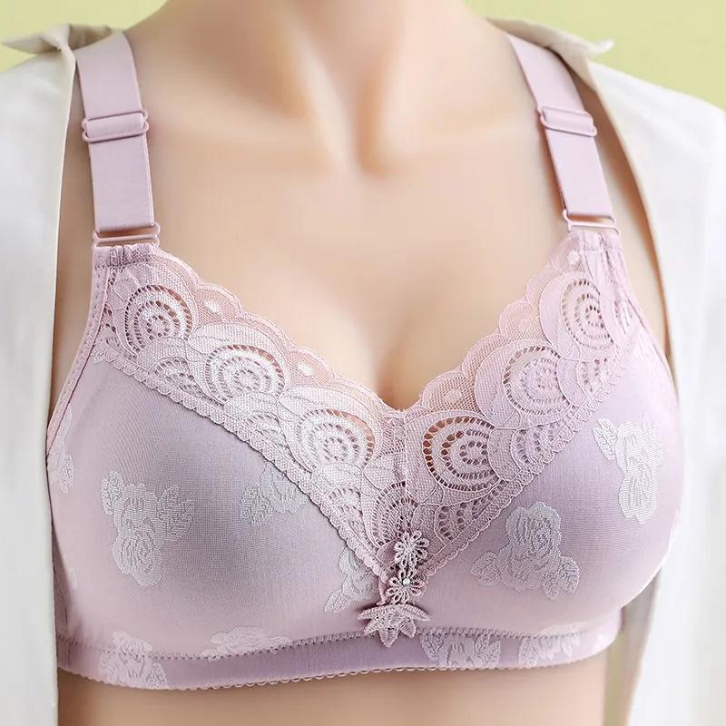 Large Size Thin Underwear Gathering Type Anti-sagging Breast No Steel Ring Comfortable Bra Breathable Bra Women's Underwear
