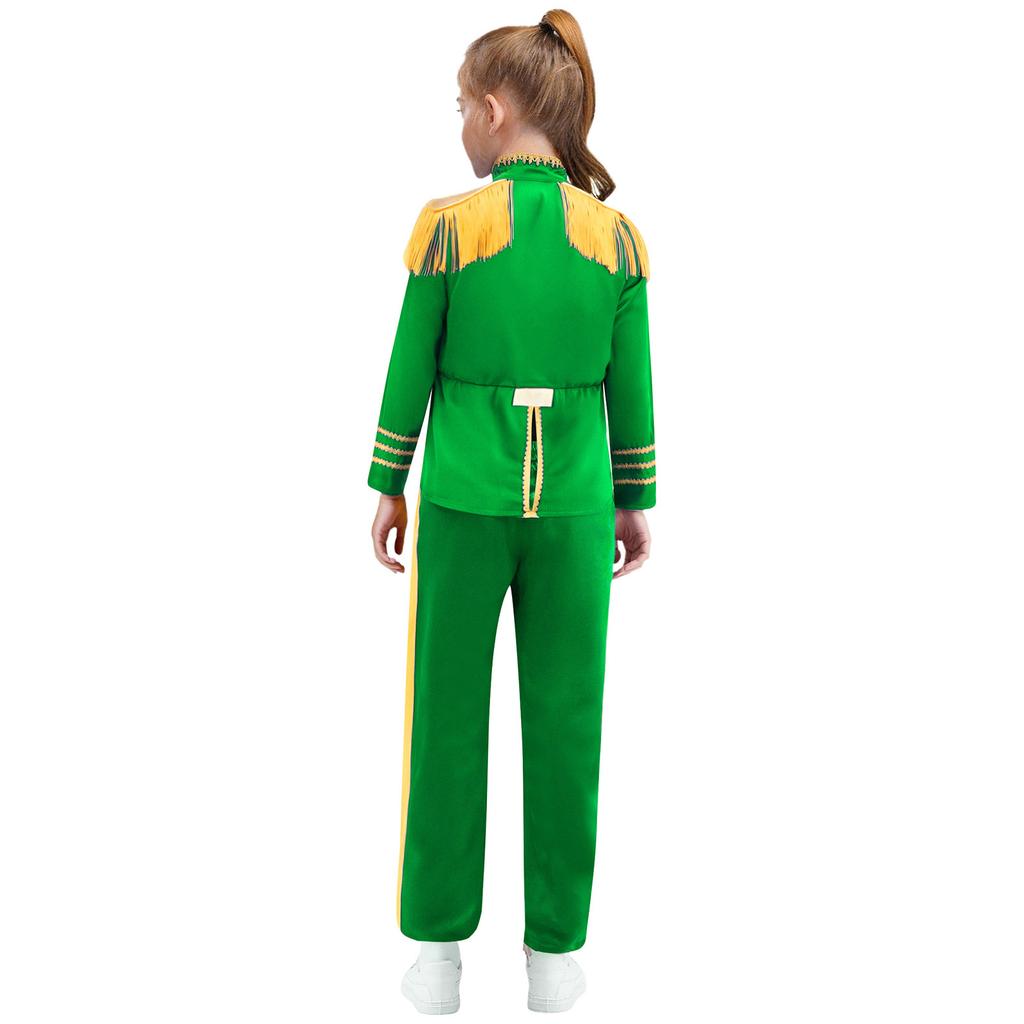 Детский костюм британской звезды 1960-х годов с длинным рукавом, золотым кружевным декором, бахромой, комплект из рубашки и брюк для музыканта рок-группы