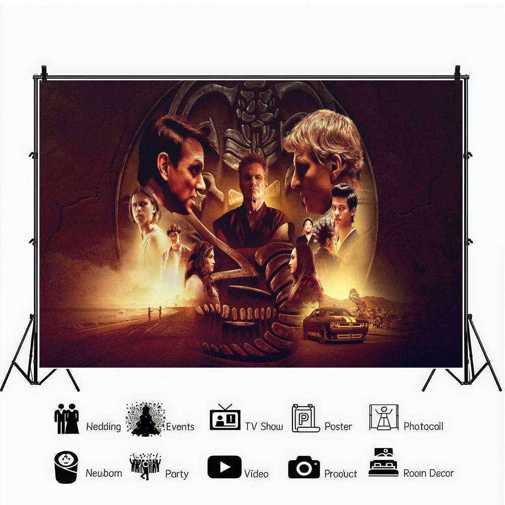 Movie C-Cobra Kai 2025 Anime Backdrops For Photography Kid Birthday Party Poster Flowers Balloon Decor Photocall Background
