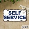 Двусторонняя плоская винтажная металлическая табличка 'Self Service' - Ретро Декор для Автозаправки/Пекарни - Водонепроницаемая и Пылезащитная Алюминиевая Табличка - Легко Повесить