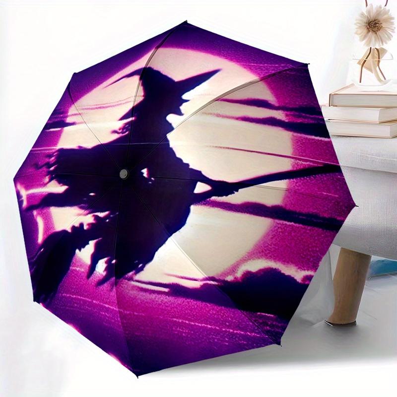 1pc Witch Moon Auto Open/Close, Foldable Compact Leisure Umbrella with 8-Rib Shaft, Perfect Gift For Men And Women, Casual Style, Vibrant Mo