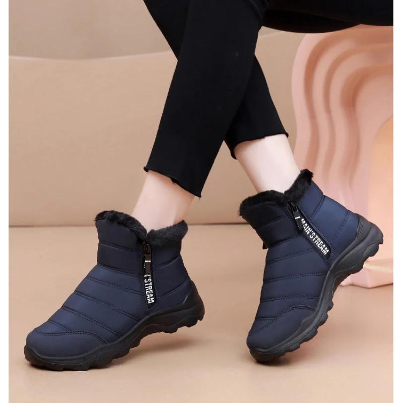 Модные новые женские теплые ботинки, модные удобные зимние ботинки, повседневная обувь на толстой подошве, зимняя обувь для активного отдыха из бархата, водонепроницаемая обувь для мужчин