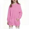 Children's Fashion Solid Color Long Sleeved Hooded Sweatshirt Girls' Mid Length Hoodie Top