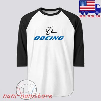 Американские самолеты Boeing Мужчины#039;s Футболка унисекс с рукавом реглан Черная Размер S2XL