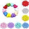Home Party Supplies Handmade Solid Color Loose Spacer Beads for Jewelry Making Bracelet Necklace Earrings Acrylic 10pcs 17mm Heart Shape Colourful
