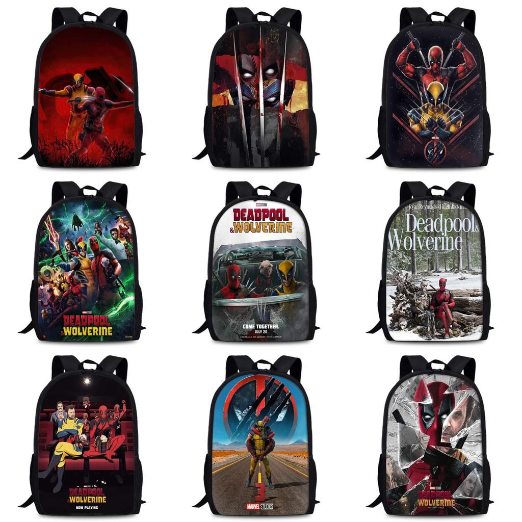 Deadpool Wolverine Backpack 15 Inch Anime Cartoon Schoolbag Lightweight