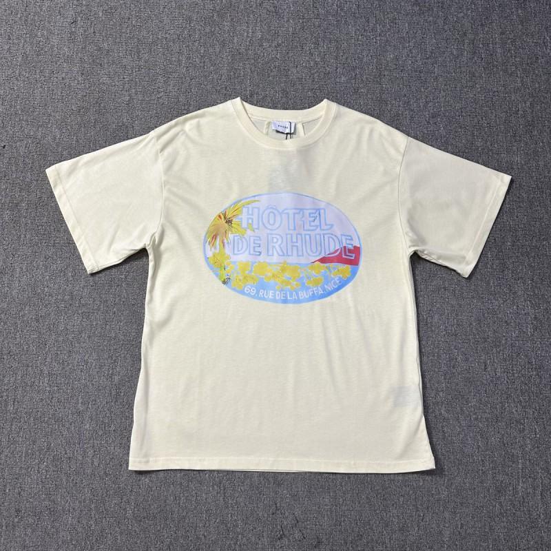 Vintage High Street RHUDE Print Loose Fit Short Sleeve T-Shirt Young Men