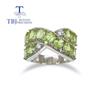 New 925 Sterling Silver Natural Gemstone Peridot Rings Fine Jewelry for Woman Anniversary Party Wear Nice Gift