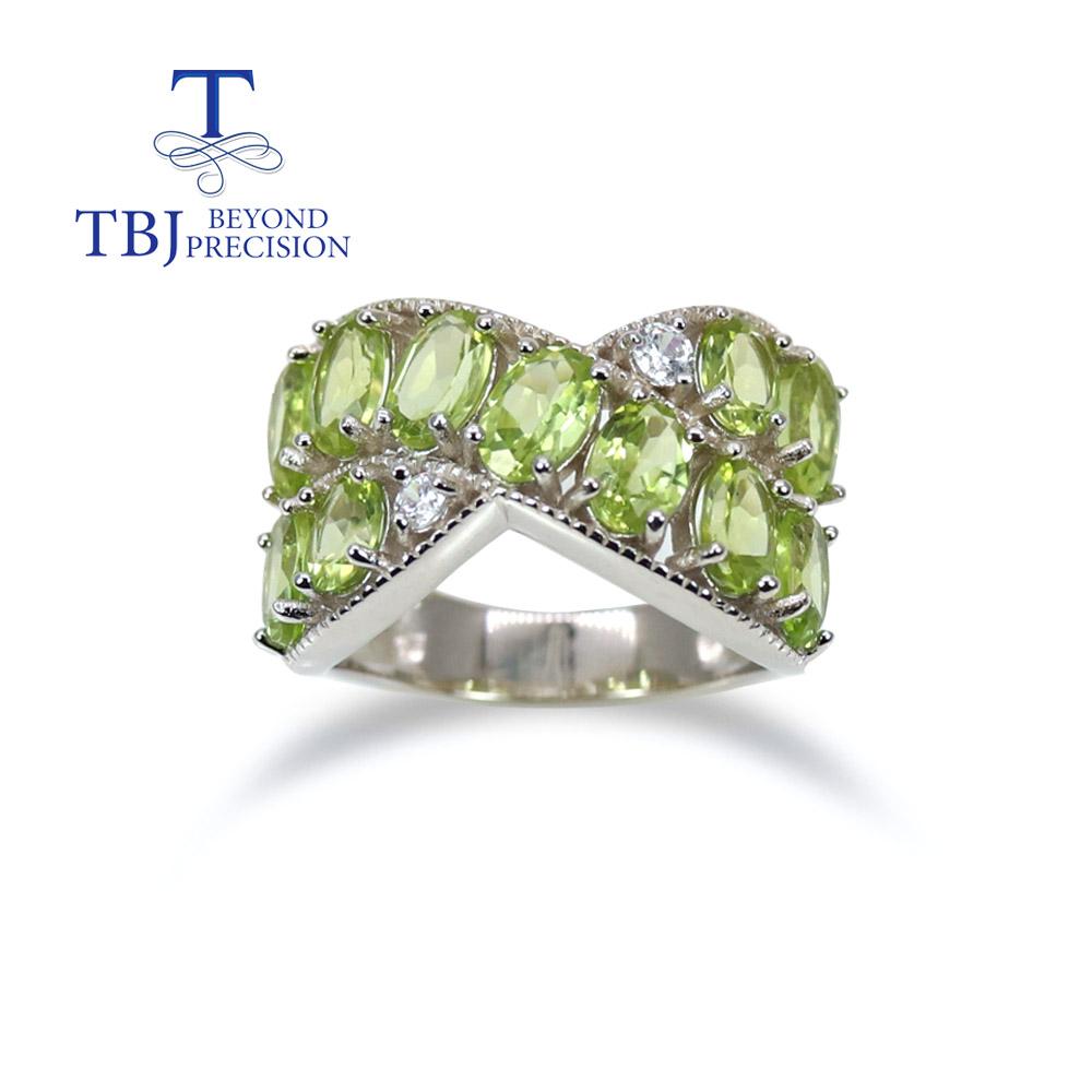 New 925 Sterling Silver Natural Gemstone Peridot Rings Fine Jewelry for Woman Anniversary Party Wear Nice Gift