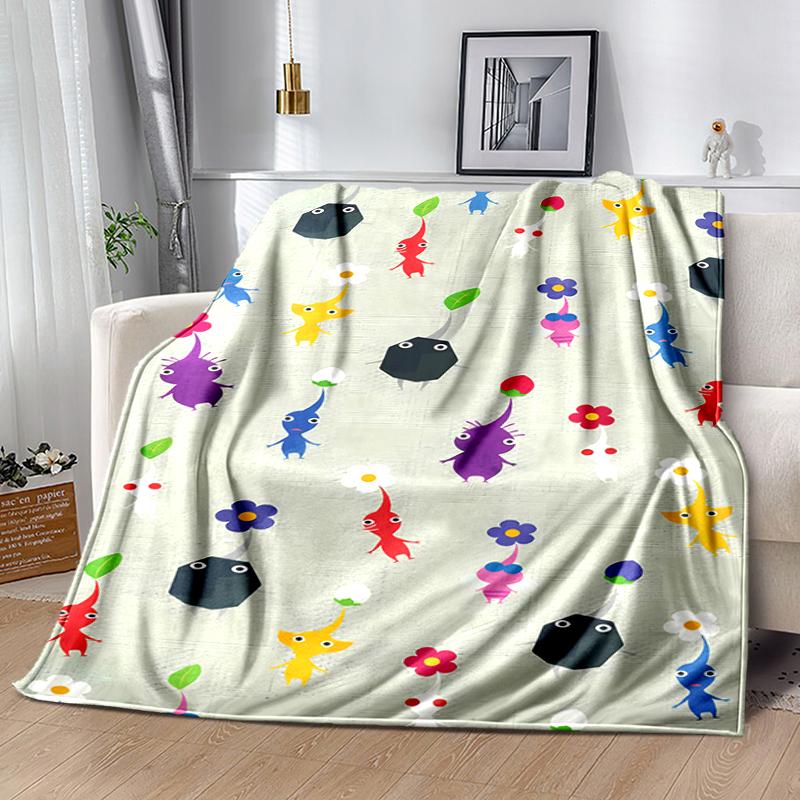1pc Blanket Pikmin Print Design, Lightweight Blanket for Sofa, Bed- Soft &Warm, Gift for All Seasons like Christmas, Halloween