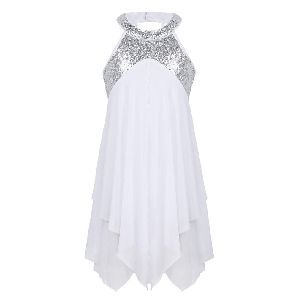 Платье-купальник без рукавов с лямкой на шее и блестками, перекрещивающееся на спине, нестандартное платье-купальник, современные лирические танцевальные костюмы для девочек