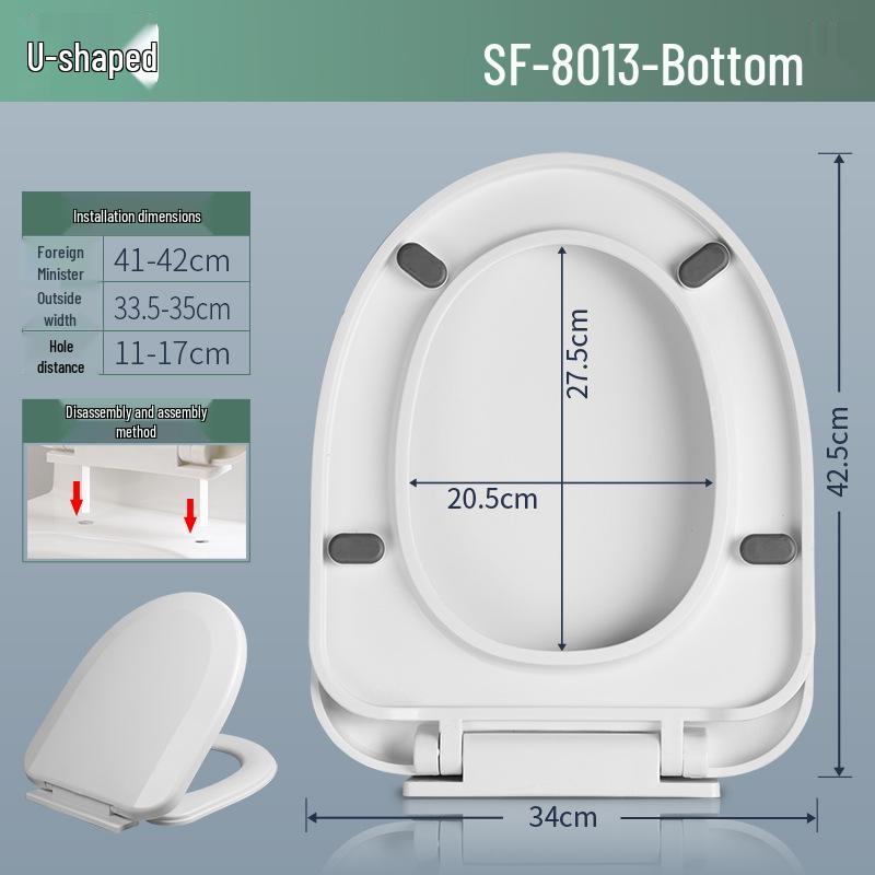 Утолщенная универсальная крышка для унитаза с замедленным закрыванием U/V-образной формы
