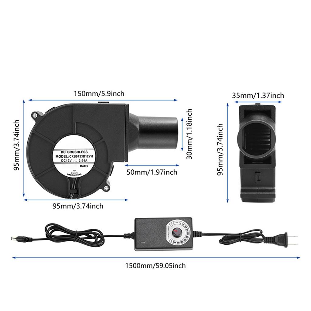 Вентилятор воздуходувка 12 В 9733 Центробежный вентилятор с регулятором скорости для вытяжки и охлаждения в 3D-принтере, грилях для барбекю