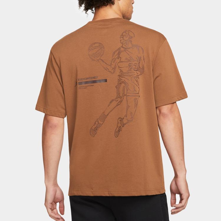 Jordan 23 Engineered Basketball Print Crew Neck T-Shirt Men Tops Granite-Brown DC9769-204