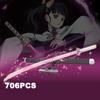 706PCS Demon Slayer Tsuyuri Kanao Sword аниме ниндзя строительные блоки нож оружие игрушка катана модель сборные кирпичи подарки для детей
