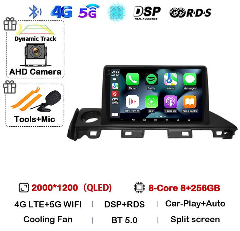 Android 14 Carplay Автомагнитола для Mazda 6 Atenza 3 2016 2017 2018 GPS 4G+WIFI Видеоплеер Мультимедиа Стерео Головное Устройство QLED