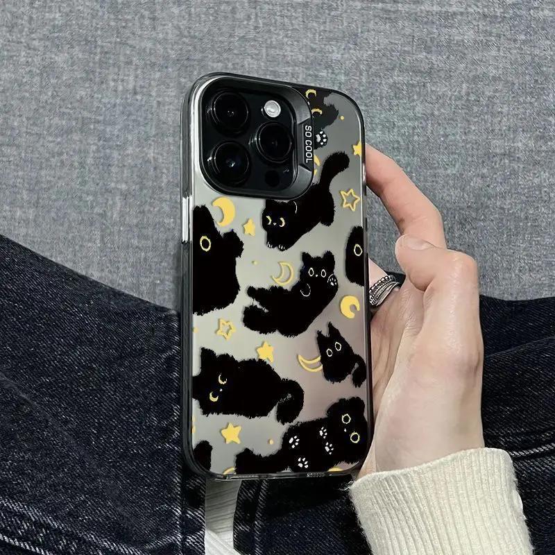 Простой черный кот чехол для телефона для iPhone 17e Air 16 16e 17 15 Pro Max 14 Plus 13 12 11 противоударный защитный роскошный модный чехол