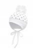 Baby Hat 38-40 Double Layer Tied With Pompom Spring Summer White