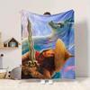 1Pc Fantasy Warrior Journey Flannel Blanket, Soft And Comfortable, Casual Warm, Camping Travel, Christmas, Halloween Xmas Gift S1457