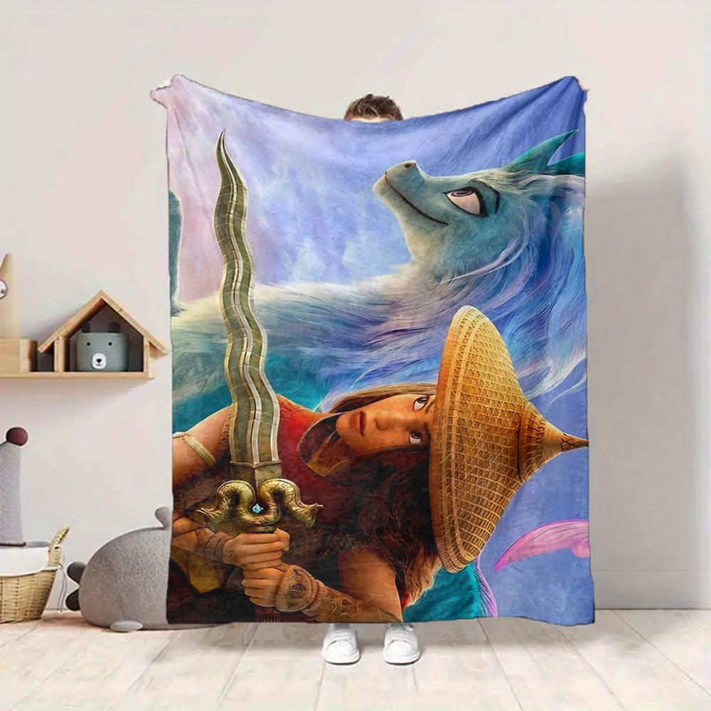 1Pc Fantasy Warrior Journey Flannel Blanket, Soft And Comfortable, Casual Warm, Camping Travel, Christmas, Halloween Xmas Gift S1457