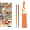 / Separate Stainless Steel Wooden Chopsticks Reusable Travel Foldable with Pouch