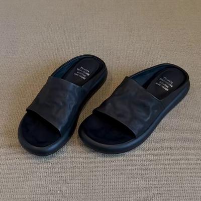 Новые шлепанцы с открытым носком 2025 года, удобные для летней носки, мягкие толстоподошвенные мюли в иностранном стиле