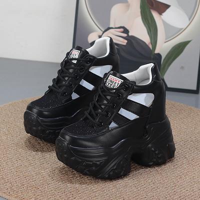 Модные 13 см Воздушная сетка Синтетическая кожа Высокий бренд Массивные кроссовки Сандалии Удобные Летние Женские Модные Туфли Платформа Клиновидная подошва Плоская подошва