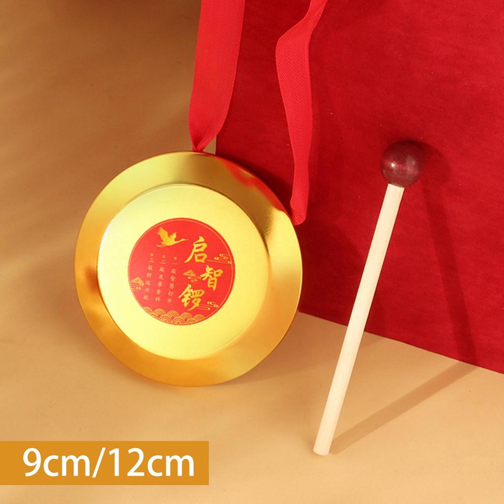 Kids Small Gong Traditional Chinese Percussion Instrument With Mallet Portable Brass Hand Gong For Holiday Celebration Office