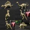 6pcs Jurassic Dinosaur Set Brass Desk Decoration Sword Dragon Triceratops Metal Figurines Vintage Home Decor Souvenir