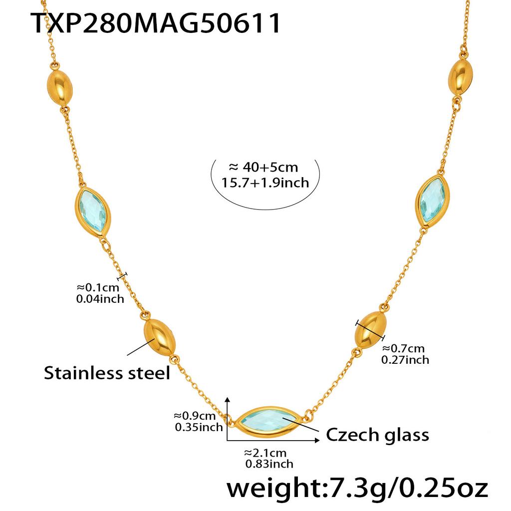 6 Цветов Граненые Чешские Стеклянные Ожерелья Браслеты Висячие Серьги на Нержавеющей Стали Цепочка Ожерелье Браслет Серьга Для Женщин