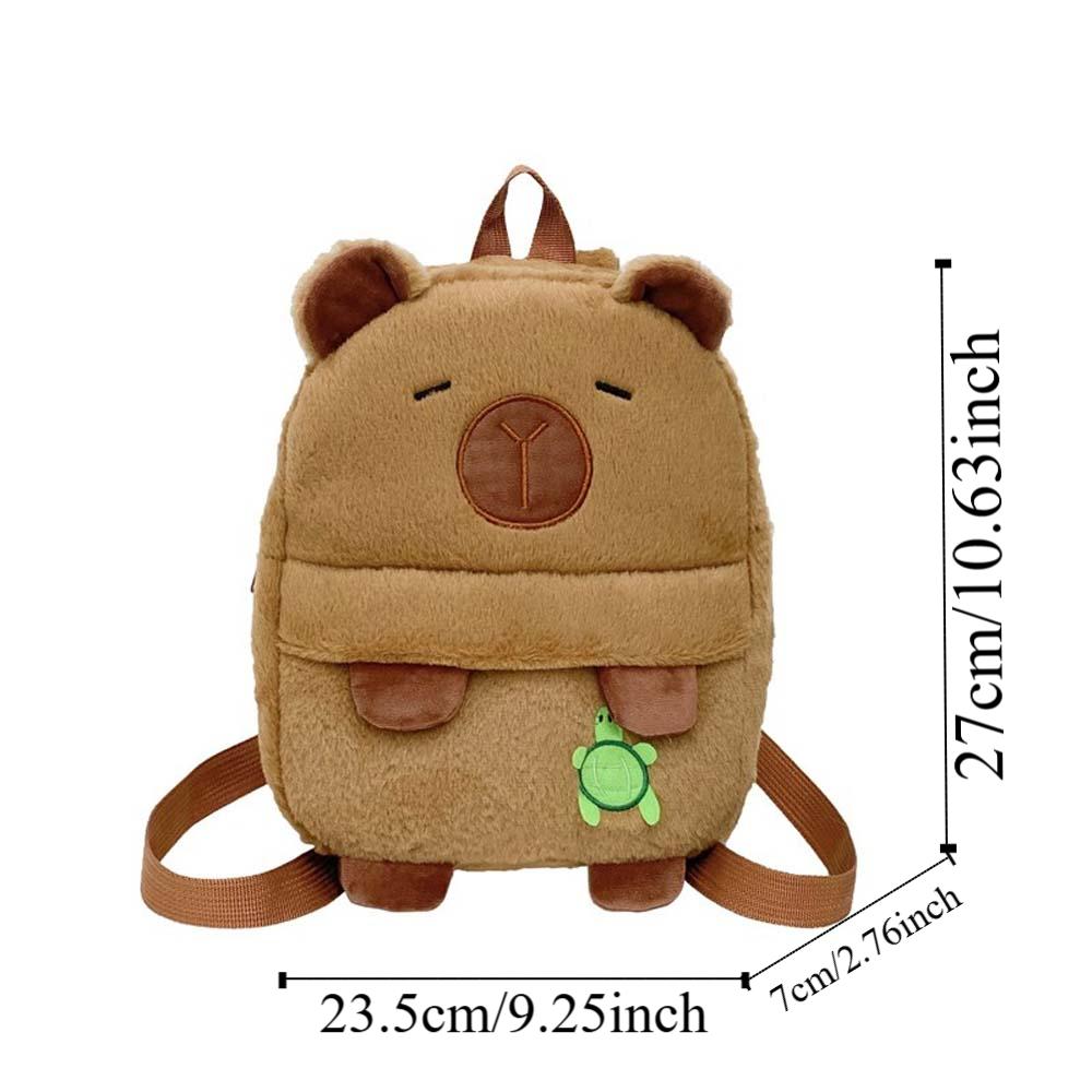 Embroidered Capybara Plush Backpack Cute Large Capacity School Bag Cartoon Animal Daypack Gifts