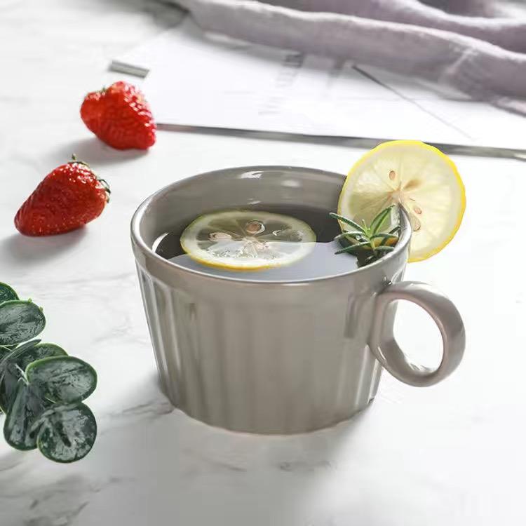 Simple Cup Mug Style Nordic Solid Color Texture Ceramic Water Cup Mug Coffee Cup Drinking Cup