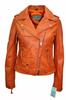 Women Orange Jacket Genuine Lambskin Leather Handmade Stylish Biker Motorcycle