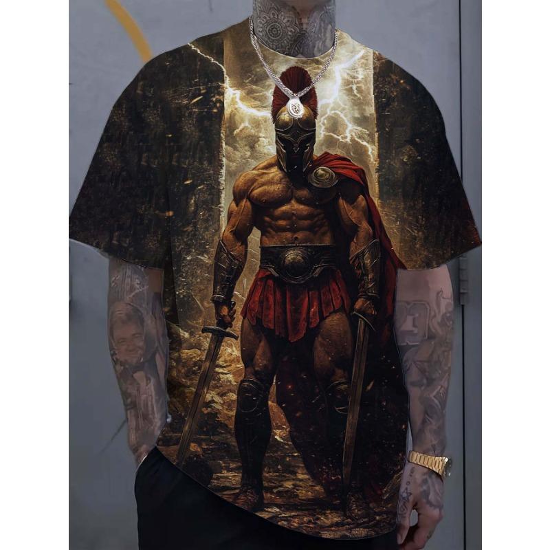 Men's T-Shirts Spartan Pattern 3D Print Tops Tees Summer Fashion Women Streetwear Oversized Unisex T Shirt Men Clothing