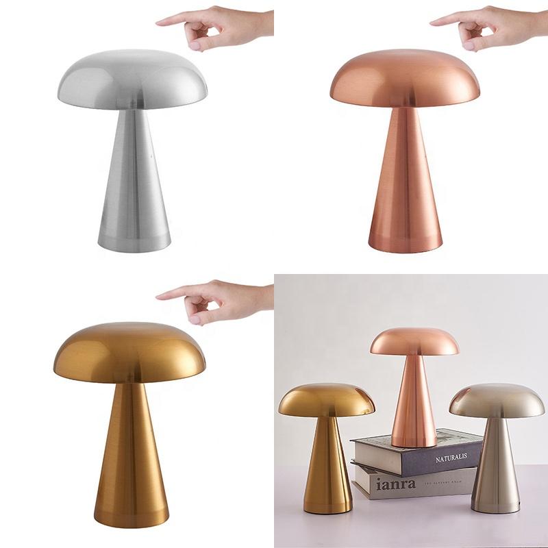 Латунный грибной беспроводной USB перезаряжаемый прикроватный сенсорный переключатель с регулируемой яркостью для спальни, бар, украшение для гостиной, чтения, светодиодный стол