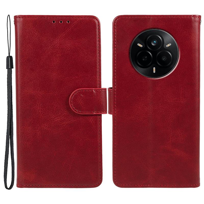 For Realme 14 Pro 5G Case PU Leather Wallet Protective Phone Cover Calf Texture