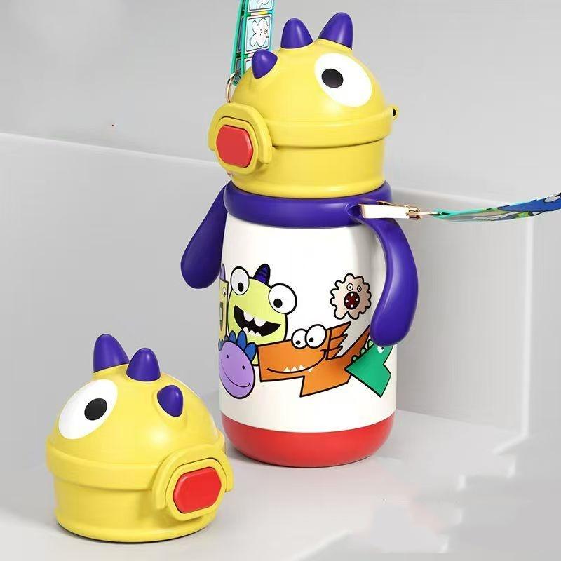 Мультяшная бутылка для воды с термоизоляцией «Динозавр» из нержавеющей стали 316, бутылка-термос для детей, для путешествий или в школу, сохраняет воду горячей/холодной