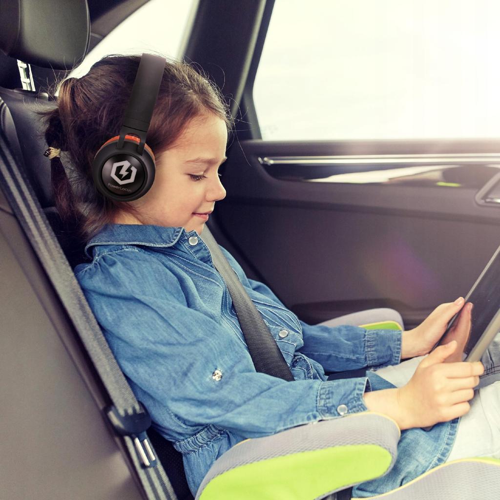 PowerLocus Buddy Wireless LED MicroSD AUX Headphones for Kids