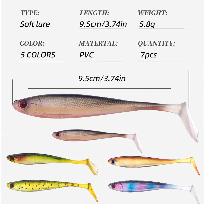 Мягкая приманка 9,5 см/5,8 г Duck Foot T-Tail PVC для пресноводной и морской рыбалки