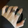 Новые шикарные регулируемые открывающиеся хрустальные стеклянные эстетические кольца для женщин готическое неправильное сердце вечеринка палец кольцо креативные ювелирные подарки