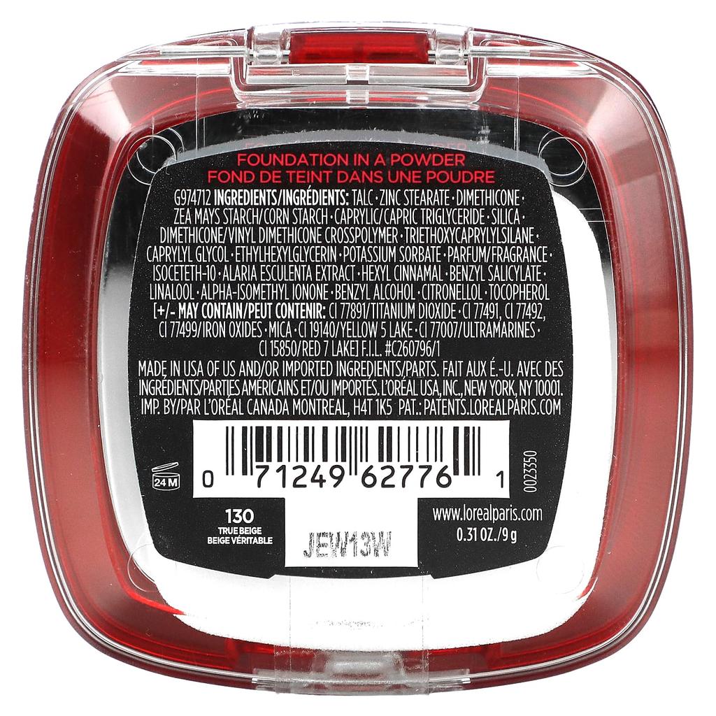 L'Oréal, Infallible 24-hour Fresh Wear, Powder Foundation, 130 True Beige, 9G(0.31Oz)