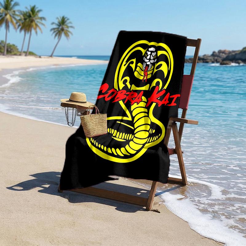 Модное пляжное полотенце Cobra Kai: Идеально для летних приключений Мягкое, впитывающее и быстросохнущее, подходит для плавания и купания