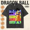 New Summer Dragon Ball Mens Vintage TShirt  Cotton Washed Retro Tops Print Heavyweight Men and women Matching Tee