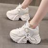 Chunky 7CM Women Casual Vulcanized Shoes High Heels Women Leather Sneakers Outdoor Increased Comfortable Platform Wedge Sneakers