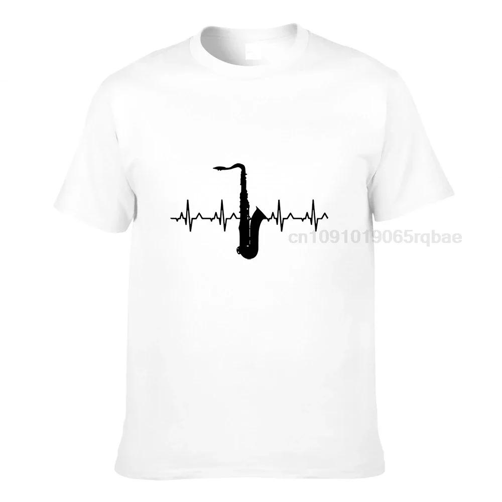 Heartbeat Of Saxophone T Shirt Funny Birthday Gift For Unisex Male Short Sleeve Summer O Neck Cotton Casual Tshirt Dropshipping