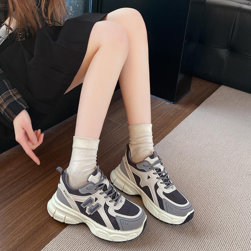Thick-soled heightening small dad shoes women's 2025 spring new retro versatile student lightweight casual sports shoes