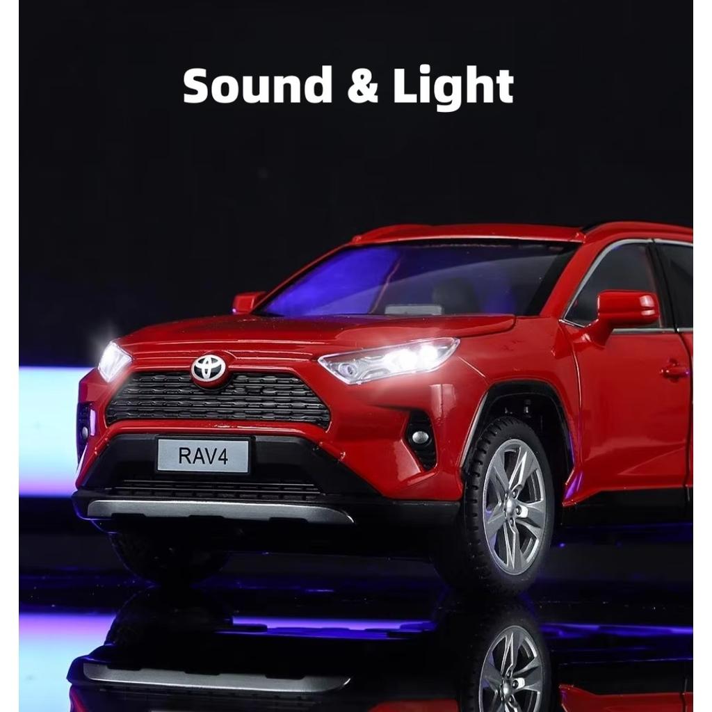 1/24 TOYOTA RAV4 SUV Sport Diecast Alloy Miniature Toy Car Model Remote Control Sound Light Pull Back Collection Gift for Boy