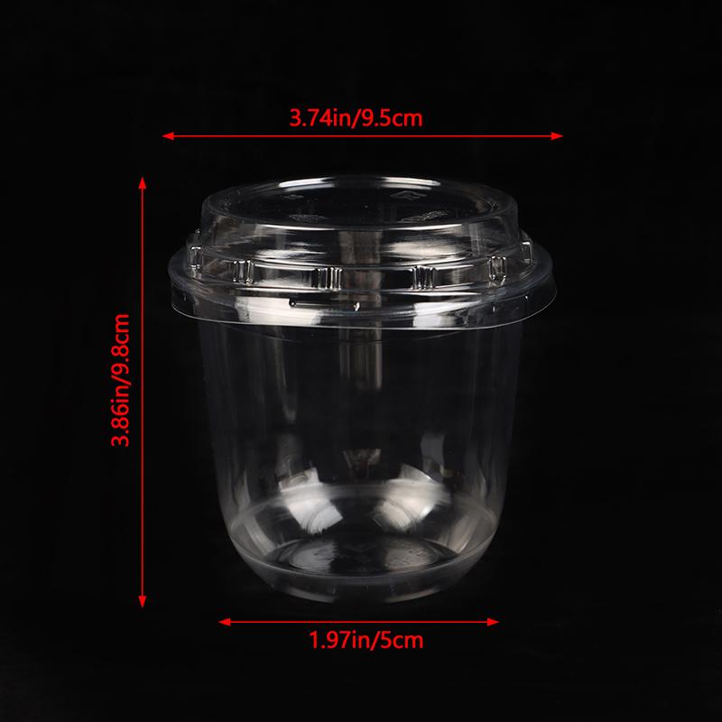10Pcs 10Oz Disposable Mousse Cups Cake With Lid Clear Plastic Boxes Ice-Cream Dessert Picnic Pudding Jelly Dessert Yogurt Cups